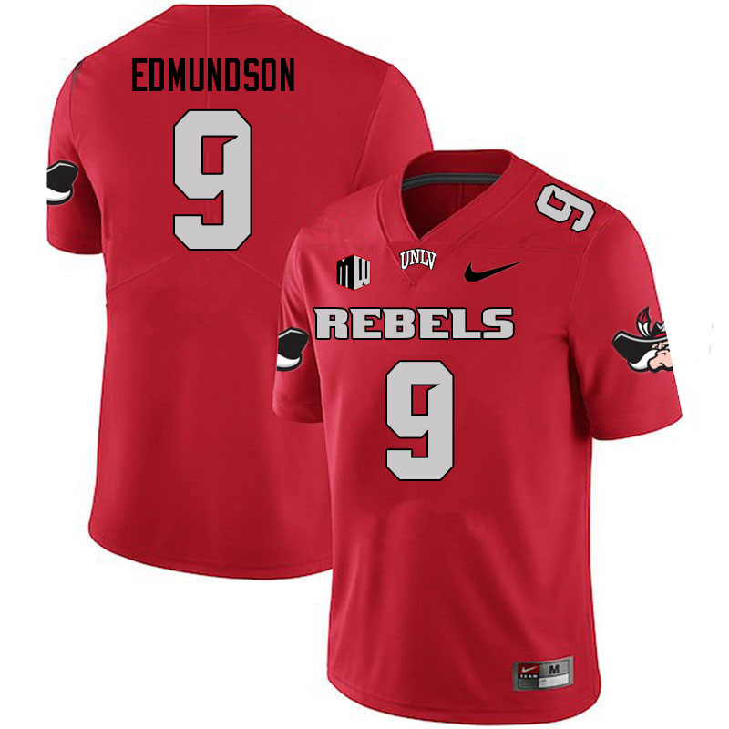 Men #9 Bo Edmundson UNLV Rebels College Football Jerseys Stitched Sale-Scarlet